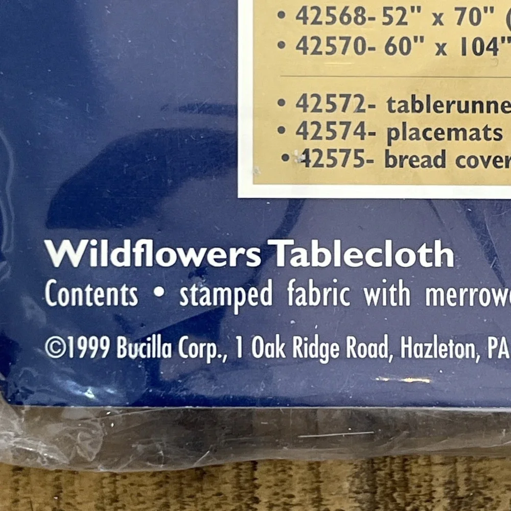 Vintage Bucilla 42568  Wildflowers Tablecloth Stamped Cross Stitch 52